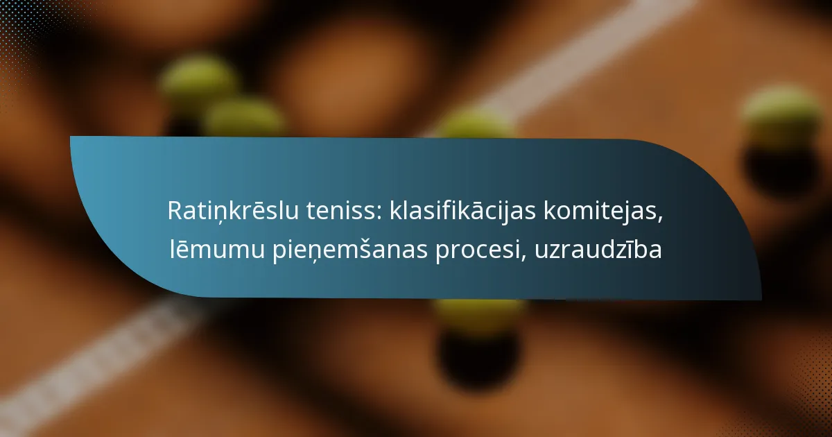 Ratiņkrēslu teniss: klasifikācijas komitejas, lēmumu pieņemšanas procesi, uzraudzība