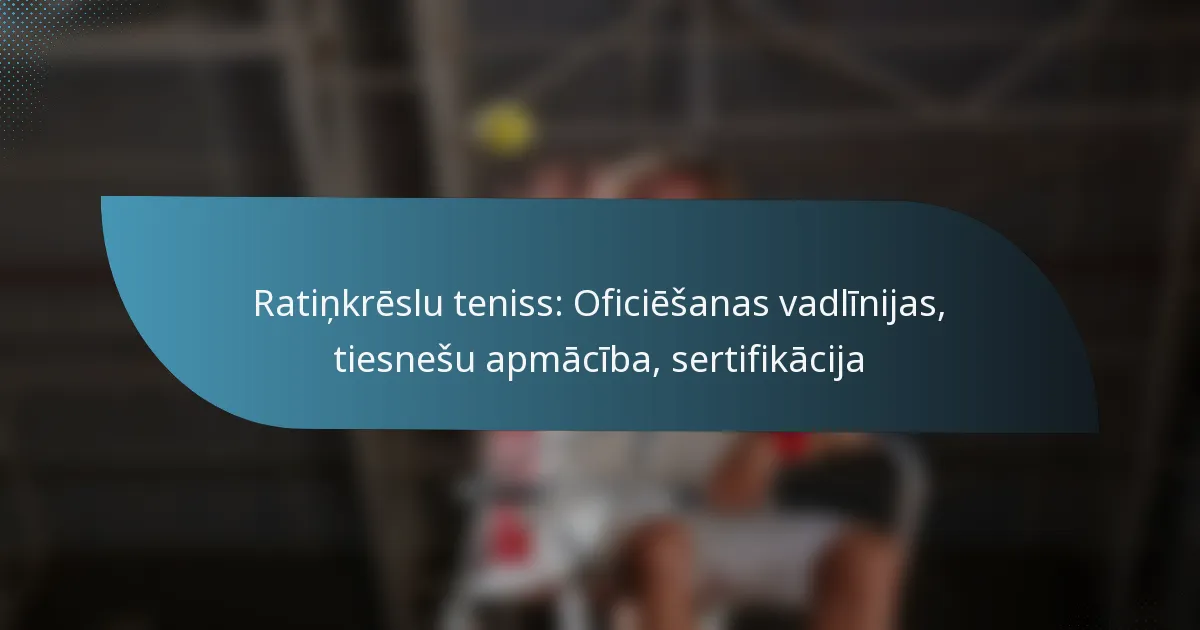 Ratiņkrēslu teniss: Oficiēšanas vadlīnijas, tiesnešu apmācība, sertifikācija