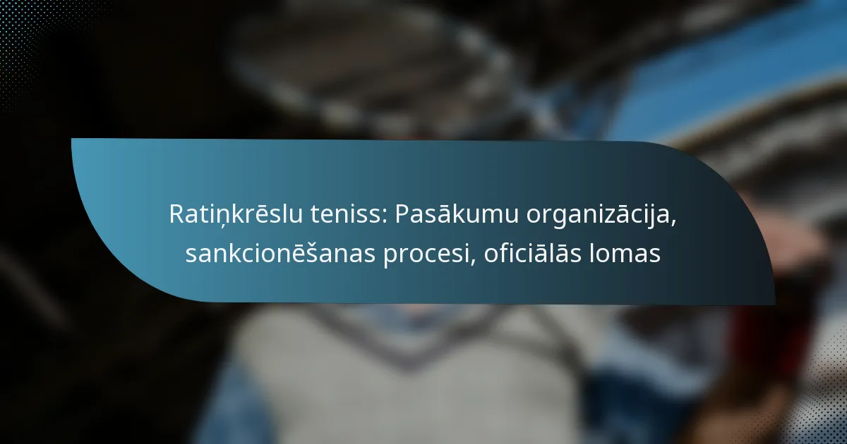 Ratiņkrēslu teniss: Pasākumu organizācija, sankcionēšanas procesi, oficiālās lomas