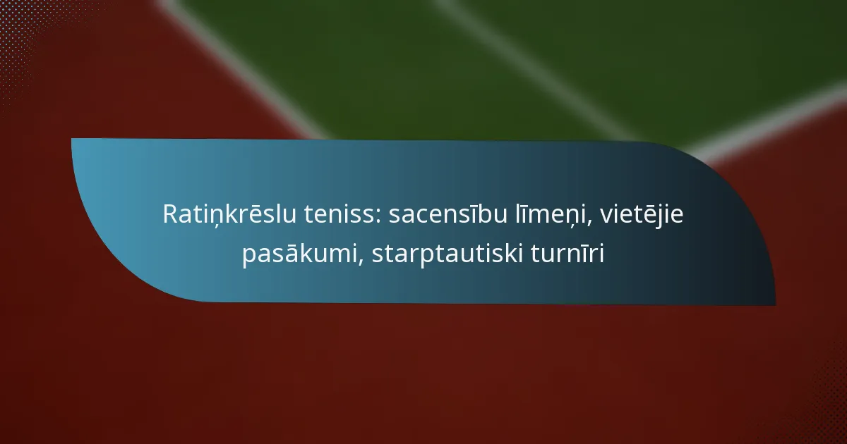 Ratiņkrēslu teniss: sacensību līmeņi, vietējie pasākumi, starptautiski turnīri