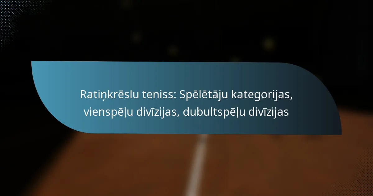 Ratiņkrēslu teniss: Spēlētāju kategorijas, vienspēļu divīzijas, dubultspēļu divīzijas