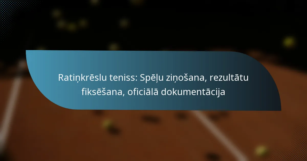 Ratiņkrēslu teniss: Spēļu ziņošana, rezultātu fiksēšana, oficiālā dokumentācija