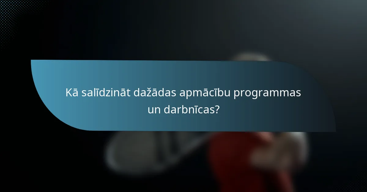 Kā salīdzināt dažādas apmācību programmas un darbnīcas?