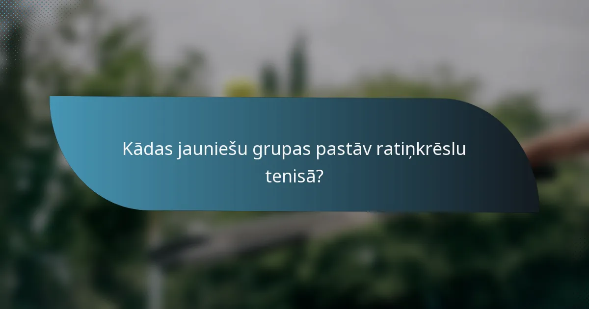 Kādas jauniešu grupas pastāv ratiņkrēslu tenisā?