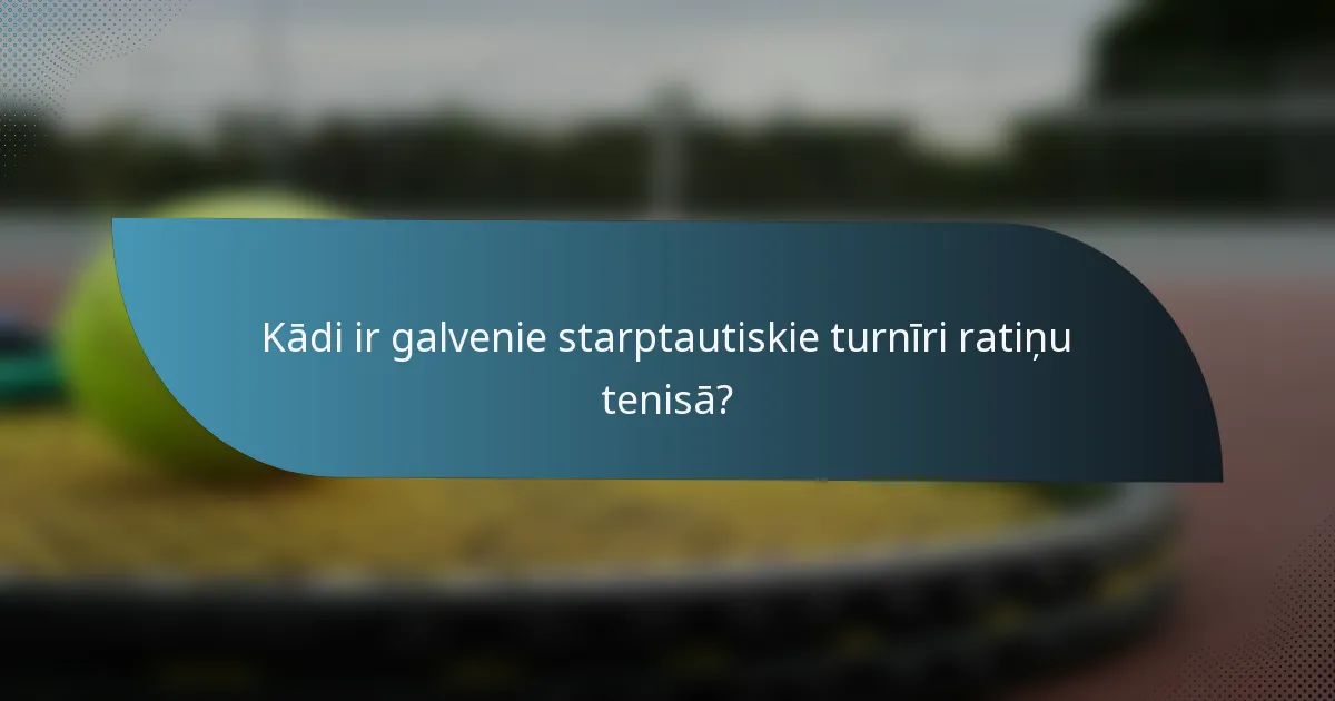 Kādi ir galvenie starptautiskie turnīri ratiņu tenisā?