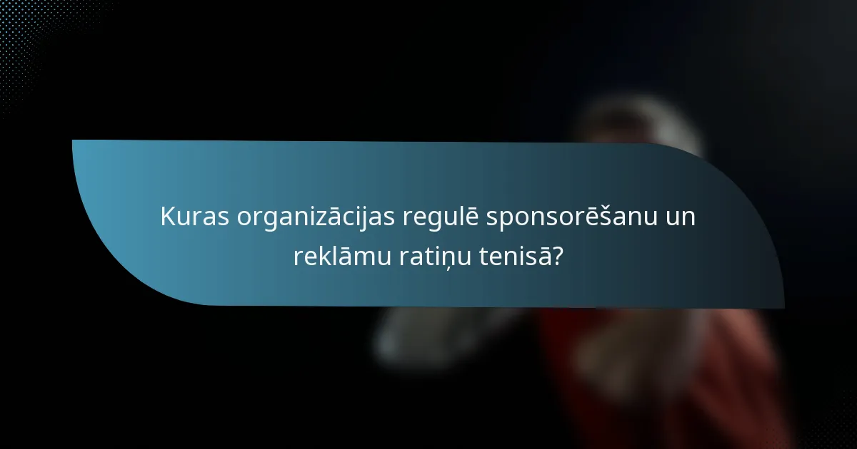 Kuras organizācijas regulē sponsorēšanu un reklāmu ratiņu tenisā?